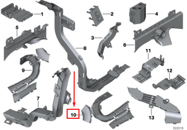 61136820959 - NEW BMW X4 G02 RIGHT TAILGATE HINGE CABLE CHANNEL 6820959 61136820959 GENUINE