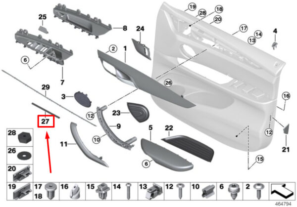 61136933300 - NEW BMW X5 F15, F85 DOOR PANEL HOSE 61136933300 6933300 ORIGINAL