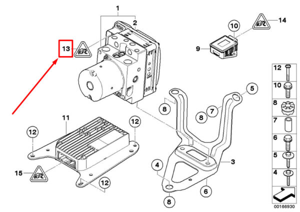 61136954574 - NEW BMW X5 E70 RP HYDRAULIC UNIT DSC SOCKET HOUSING 61136954574 6954574