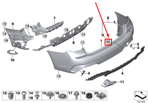 61137849481 - NEW BMW 3 G20, G28 LICENSE BRACKET RETAINER CLIP 7849481 61137849481 GENUINE