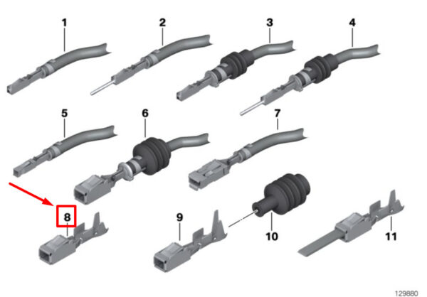 61138364842 - BMW 3 Series E90 socket contact power 61138364842 8364842 NEW ORIGINAL