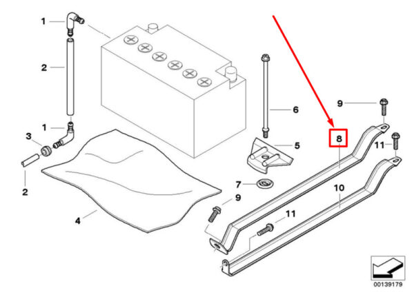 61216914629 - NEW BMW Z3 COUPE E36 BATTERY HOLDER 61216914629 6914629