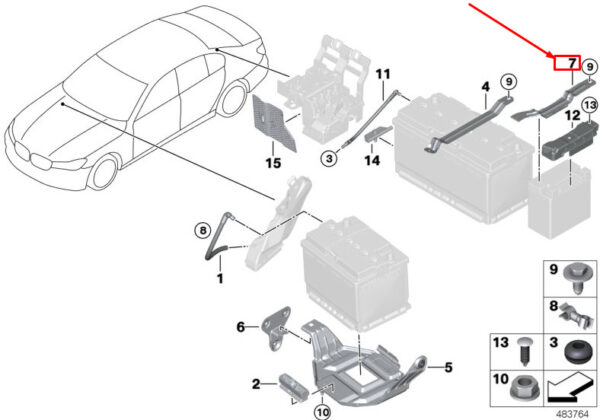 61218704690 - BMW 5 Touring G31 Battery Mount 61218704690 NEW ORIGINAL