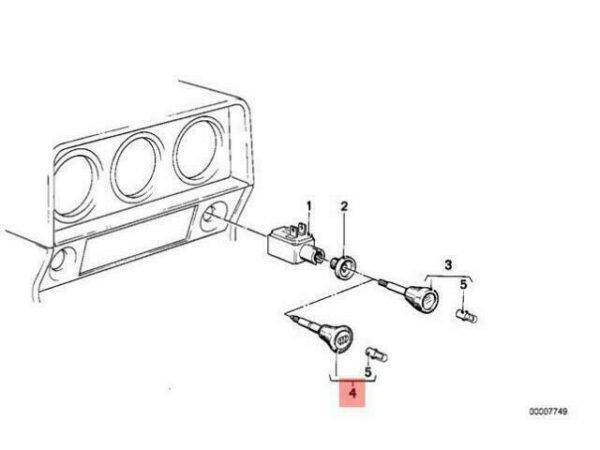 61311365133 - OEM BMW E12 SEDAN REAR WINDOW HEATER SWITCH BUTTON 61311365133 GENUINE NEW