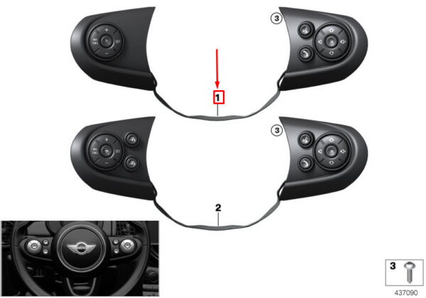 61316814563 - MINI COUNTRYMAN F60 STEERING WHEEL SWITCH 61316814563 6814563 NEW GENUINE