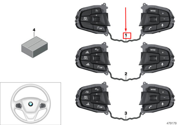 61316819913 - BMW 5 Touring G31 Steering Wheel Multifunction Switch 61316819913 NEW Original