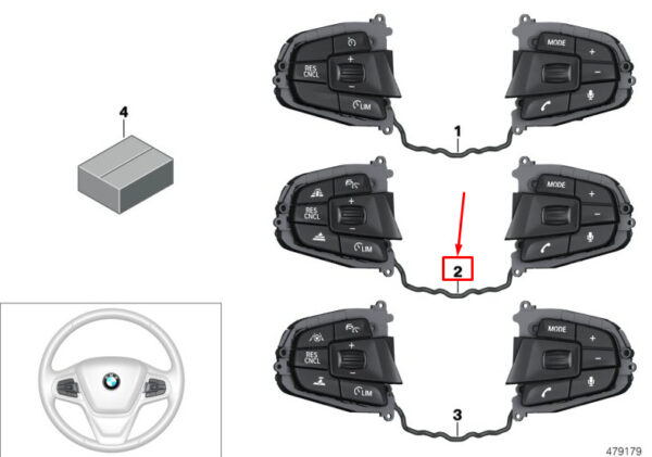 61316819915 - BMW 5 Touring G31 Steering Wheel Multifunction Switch 61316819915 NEW Original