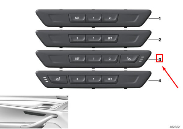 61316826754 - NEW BMW 5 G30 LEFT SEAT CONTROL MEMORY SWITCH 6826754 61316826754 ORIGINAL