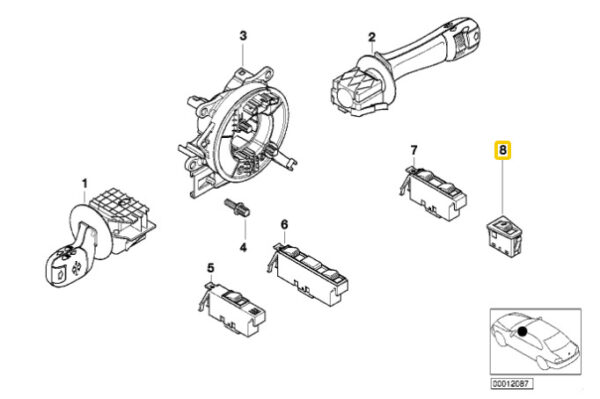 61316902174 - NEW BMW E46 98-07 3 SERIES SALON TOURING REAR SWITCH 6902174 99-04 ORIGINAL