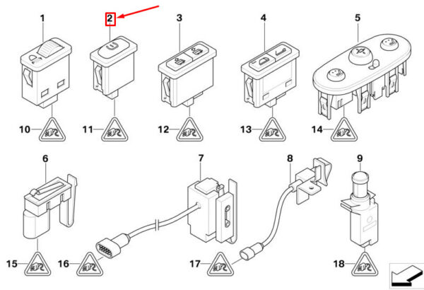61316909518 - NEW MINI COOPER R50, R53 TIRE PRESSURE CONTROL SWITCH 61316909518 ORIGINAL