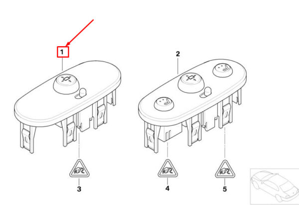 61316924653 - MINI COOPER R50, R53 FRONT DOOR MIRROR ADJUSTER SWITCH 61316924653 NEW GENUINE