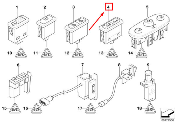 61316974294 - NEW MINI CONVERTIBLE R52 CONVERTIBLE FOLDING TOP SWITCH 6974294 61316974294