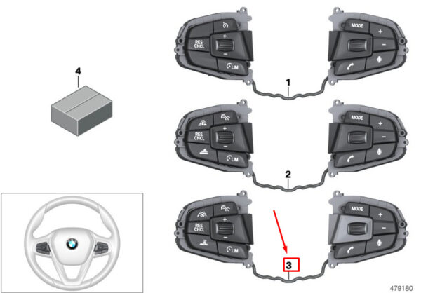 61317942423 - BMW 5 Touring G31 Steering Wheel Multifunction Switch 61317942423 NEW Original