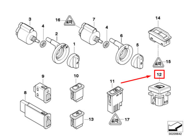 61318360828 - BMW 7 E38 central locking switch 8360828 61318360828 NEW original