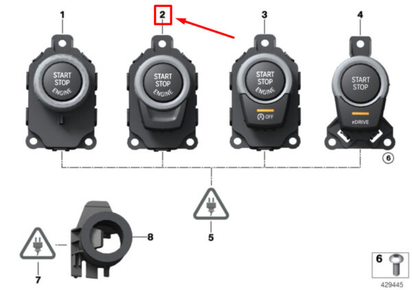 61319153833 - NEW BMW 5 F10 START/STOP SWITCH 61319153833 9153833 ORIGINAL