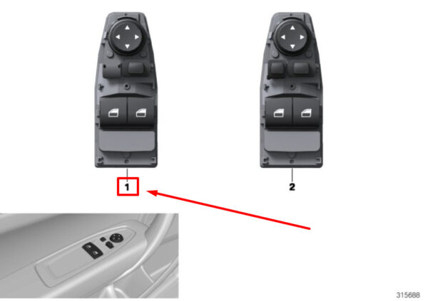 61319226265 - BMW 2 F22,F87 power window switch front left 61319226265 9226265 NEW original