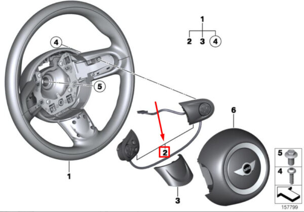 61319284595 - MINI COOPER R56 LCI Steering Wheel Multifunction Switch 61319284595 NEW REAL
