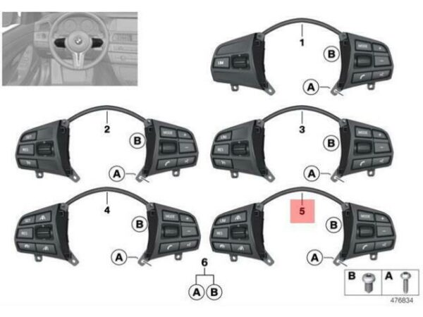 61319316955 - NEW BMW F30 F20LCI F36 STEERING WHEEL SWITCH BUTTON MULTIFUNCTION SPORT ORIGINAL