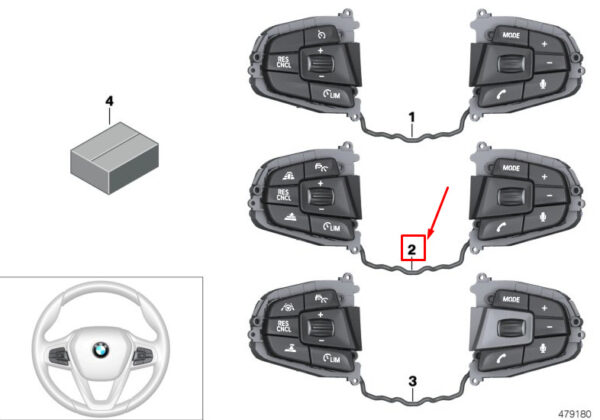 61319327081 - BMW 5 Touring G31 Steering Wheel Multifunction Switch 61319327081 NEW Original