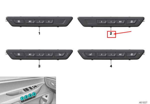 61319382818 - BMW 7 G11 Right Seat Functions Operating Unit 61319382818 NEW GENUINE