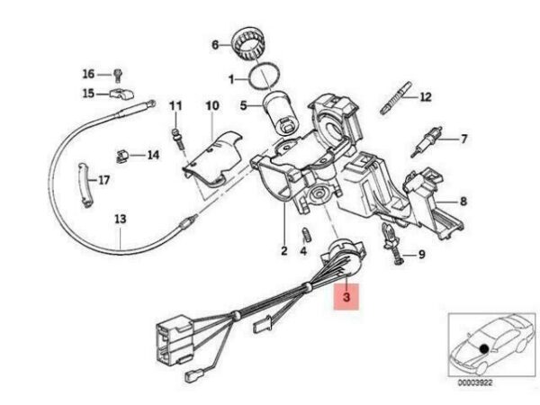 61328365519 - OEM BMW E31 COUPE IGNITION LOCK SWITCH 61328365519 GENUINE NEW