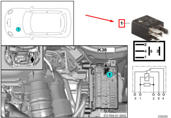 61361472984 - NEW OEM MINI COOPER R53 CHANGE-OVER CONTACT RELAY 61361472984 GENUINE