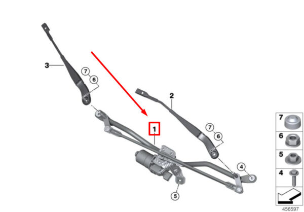 61617354290 - NEW MINI CLUBMAN F54 FRONT GUARD WIPER MECHANISM 7354290 61617354290 GENUINE
