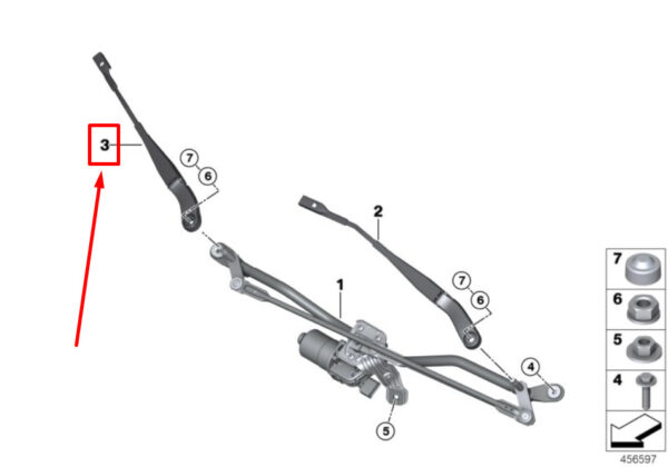 61617354310 - NEW MINI CLUBMAN F54 FRONT LEFT WIPER ARM 61617354310 7354310 GENUINE