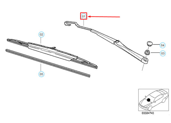 61618389551 - NEW BMW Z3 E36 FRONT LEFT WINDSCREEN WIPER ARM 61618389551 8389551 OEM