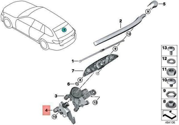 61627447095 - OEM BMW G31 518D 520D 520DX 520I 525D 530D REAR WINDOW LOCK 61627447095 GENUINE