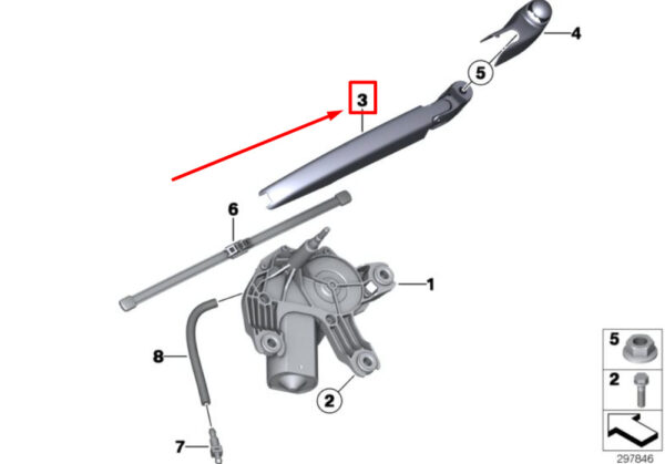 61629809963 - MINI PACEMAN R61 REAR WINDOW WASHER WIPER ARM 61629809963 NEW GENUINE