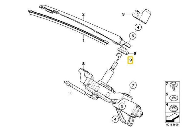 61687199568 - Original rear windshield spray nozzle suitable for BMW 1 Series E81 E87