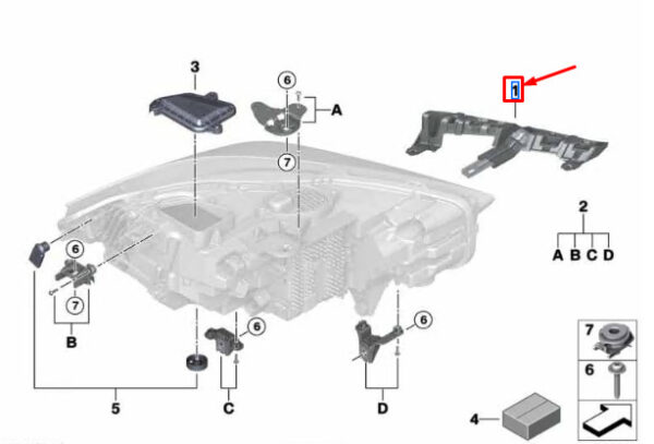 63119448107 - BMW F40 Left Headlight Bracket 63119448107 NEW GENUINE