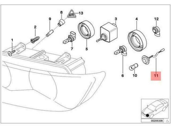 63122493724 - OEM BMW Z3 COUPE ROADSTER BULB SOCKET YELLOW BULB 63122493724 GENUINE NEW
