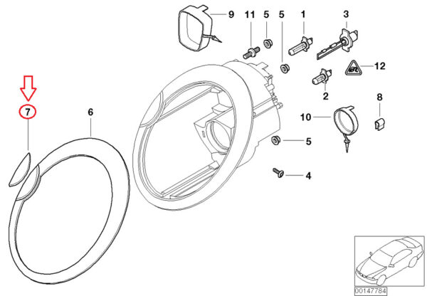 63126922156 - Mini R50 Right Headlight Washer Cover 63126922156 NEW GENUINE