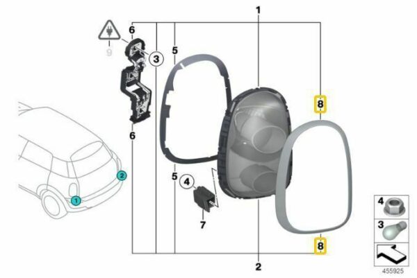 63129812632 - New OEM MINI R60 Countryman 10-16 Rear Taillight Black Surround Right 9812632