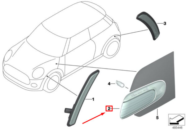 63137358466 - OEM MINI CLUBMAN F54 FRONT RIGHT SIDE TURN SIGNAL ASSEMBLY 63137358466 GENUINE