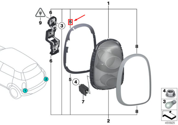 63139808333 - MINI COUNTRYMAN R60 REAR LEFT TAIL LIGHT SEAL 63139808333 NEW GENUINE