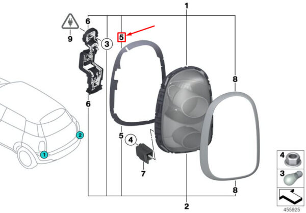 63139808334 - NEW MINI COUNTRYMAN R60 REAR RIGHT TAIL LAMP GASKET 9808334 63139808334 ORIGINAL