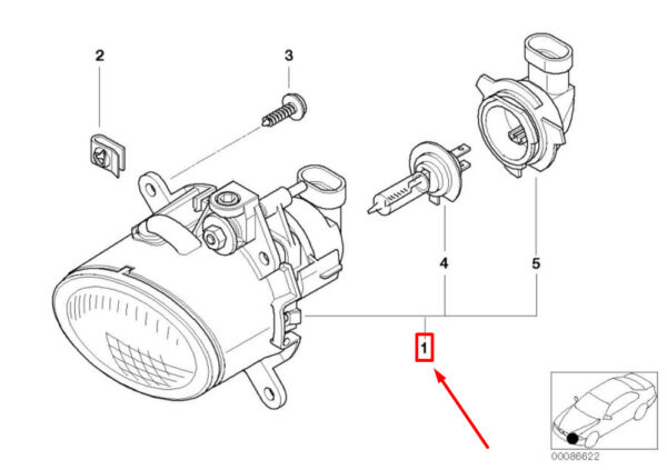 63176925050 - NEW OEM MINI COOPER R50, R53 FRONT RIGHT LOWER FOG LIGHT 63176925050 GENUINE