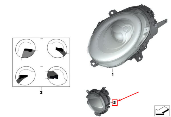 63177329169 - NEW MINI COOPER F55 FRONT LEFT BUMPER HEADLIGHT LHD 7329169 63177329169 ORIGINAL