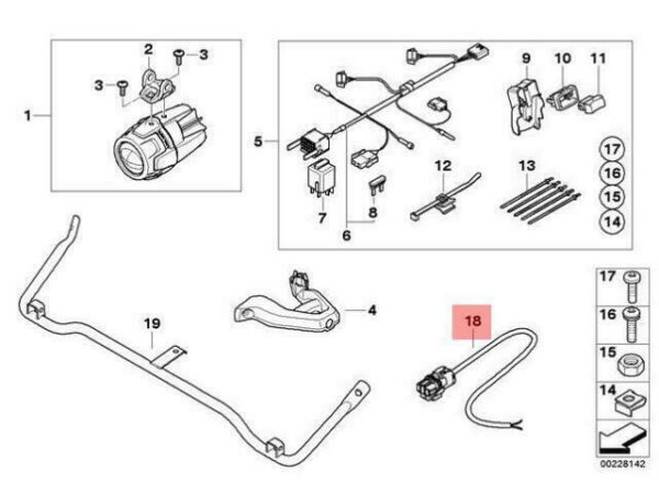 63177723139 - OEM BMW K25 K255 PLUG ADDITIONAL HEADLIGHT 63177723139 GENUINE NEW