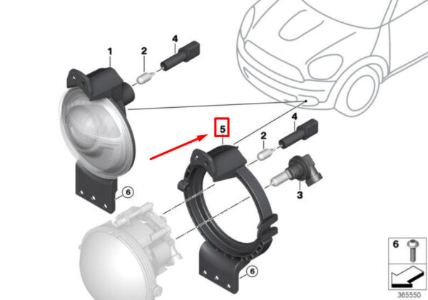 63179813829 - MINI COUNTRYMAN R60 Front Bumper Spot Headlight Mount 63179813829 NEW