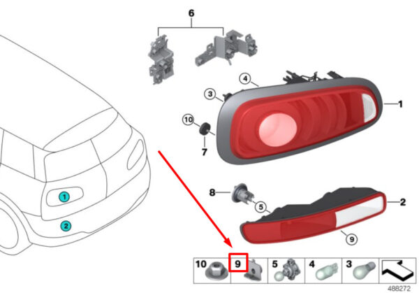 63217447494 - NEW MINI F54 REAR BUMPER FOG LIGHT FASTENING ELEMENTS 63217447494 7447494