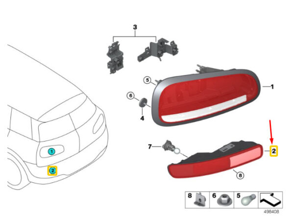 63217484101 - MINI CLUBMAN F54 Rear Left Bumper Rear Light 63217484101 NEW REAL