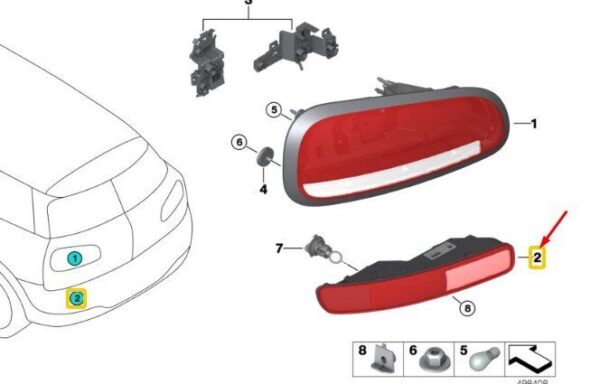 63217484102 - Mini Clubman F54 Right Rear Bumper Tail Light 63217484102 NEW Genuine