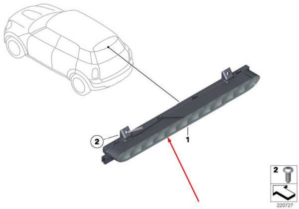 63256935789 - NEW MINI COOPER R53 ADDITIONAL THIRD STOP BRAKE LIGHT 63256935789 GENUINE