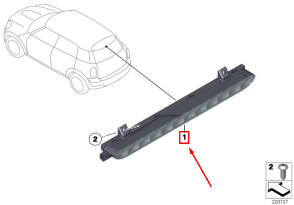 63257221834 - NEW OEM MINI COOPER R56 REAR CENTER HIGH MOUNT STOP LIGHT 63257221834 GENUINE