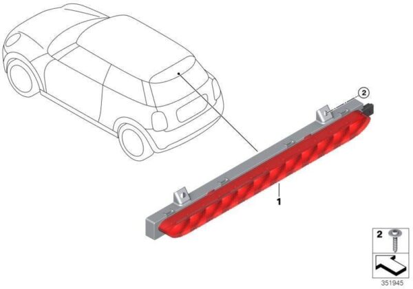 63257297411 - NEW MINI F55 REAR ADDITIONAL BRAKE LIGHT 63257297411 7297411 ORIGINAL