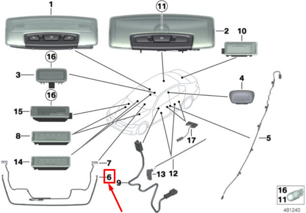 63319354147 - BMW 4 F36 radio/climate control panel opt. Ladder 9354147 63319354147 NEW GENUINE